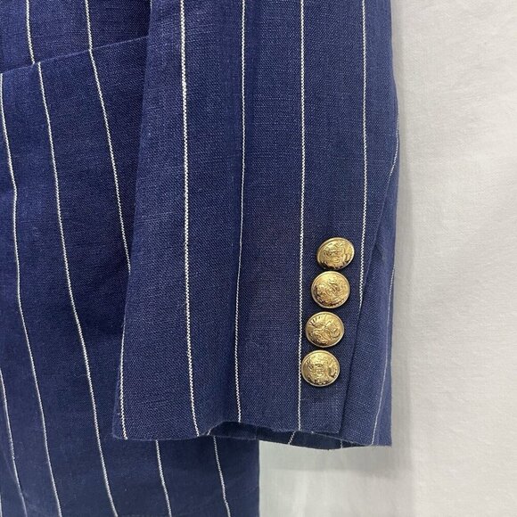 *SOLD*Ralph Lauren Blue Pinstriped Linen Women 2 Piece Suit USA Blue Label VTG - Picture 6 of 16